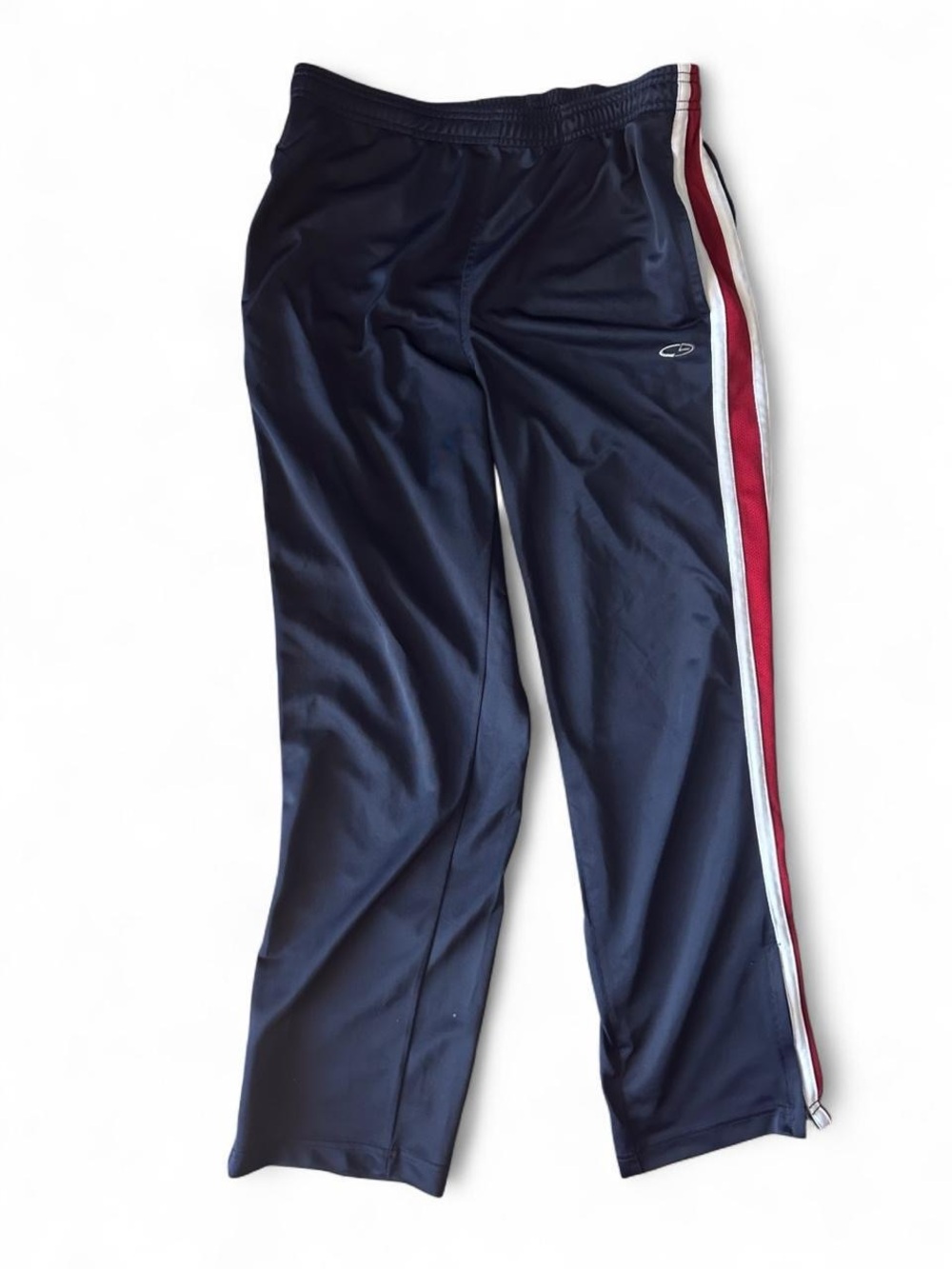 Vintage Champion Y2K Navy Trackpants  with Red & White Side Stripes size S